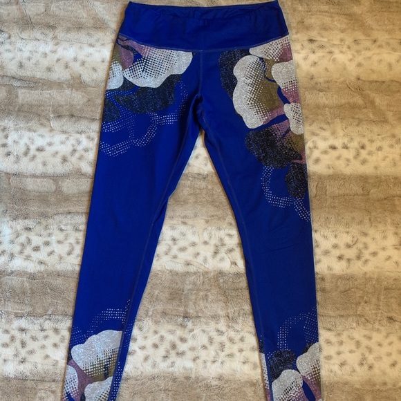 Zella Floral Workout Leggings Blue 